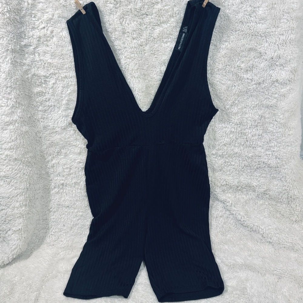 PrettyLittleThing Sporty Black Romper